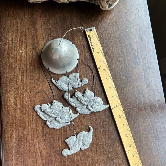 Vintage Pewter Metal Cat Wind Chime Decor - Picture 5 of 5